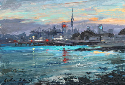 Graham Downs nz fine art painter, Torpedo Bay View